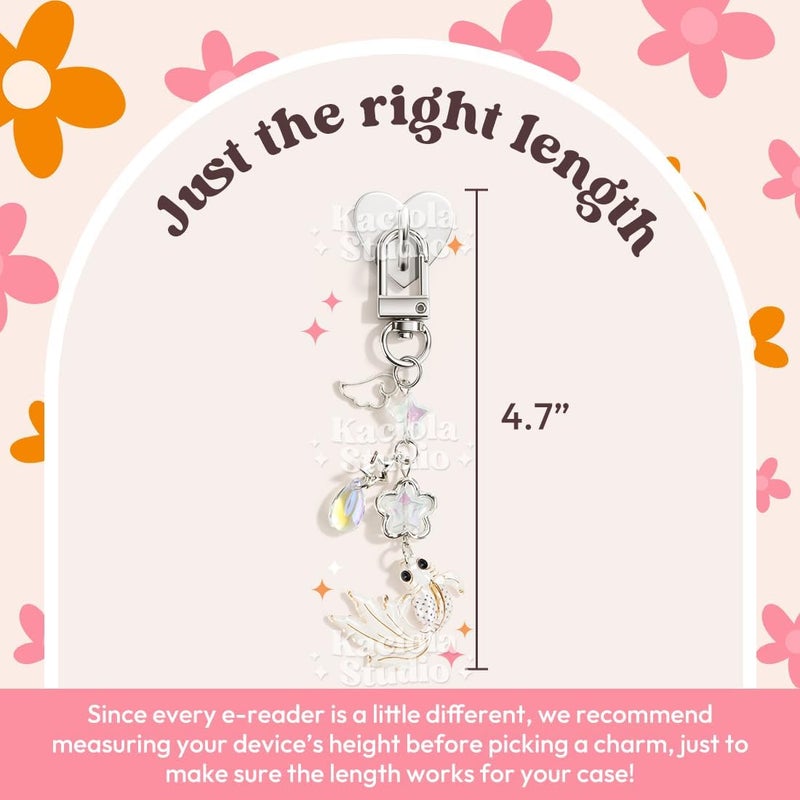Kaciola Charm Chains for Kindle, Cute E-reader Phone Charm Bracelets Accessories Gift for Reader Booklovers Women Men, Charms Compatible for Kindle/E-Reader/Phone (B01-B07) - Image 5